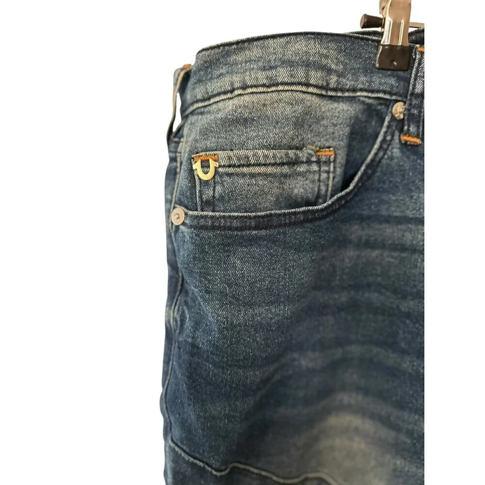 True Religion Mens 42x34 Rocco Relaxed Skinny Denim Blue Jeans Retail $219